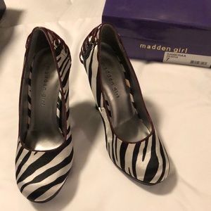 Madden Girl zebra heels